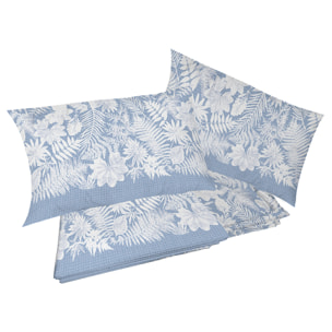 Completo letto clorofilla azzurro 100% cotone