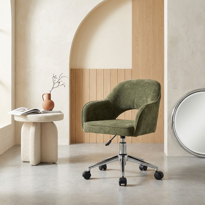 Chaise de bureau enfant à roulettes ajustable tissu chenille JIM KID