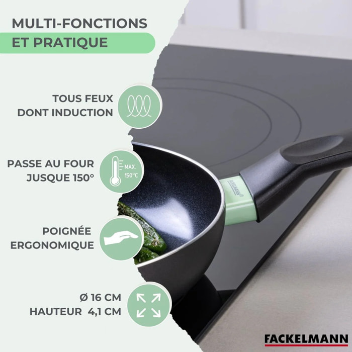 Set poêle antiadhésive céramique 16 cm et 6 ustensiles Fackelmann Brandao