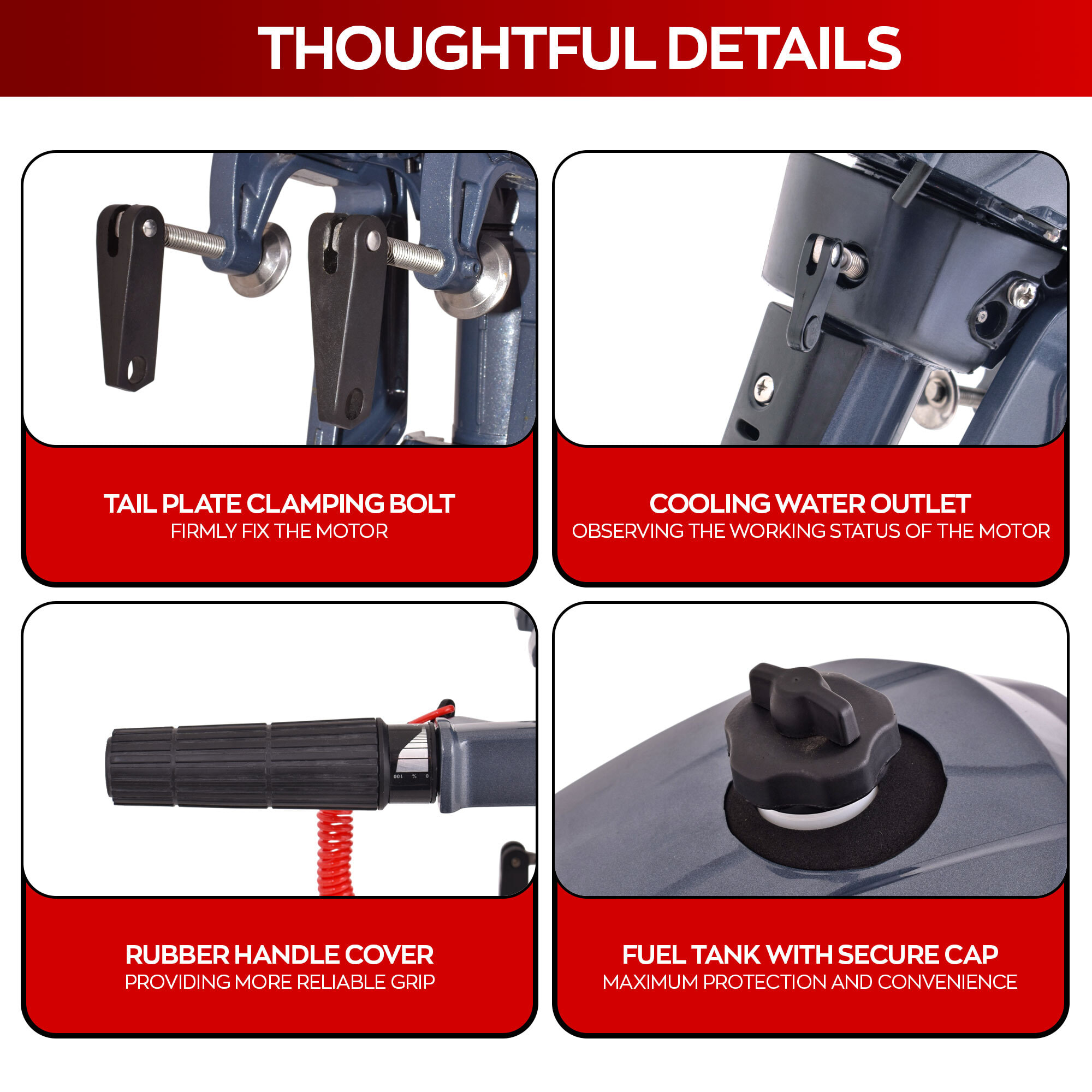 Krave 2.5 - Motore Marino Fuoribordo a Benzina 4 Tempi 72cc 2.5 Hp Gambo Corto per Gommoni Barche da Pesca