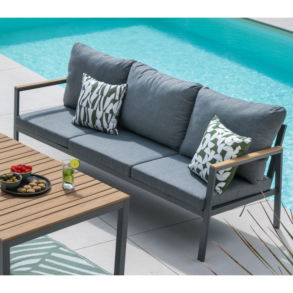 Salon de jardin haut en acier - 5 places - ETRETAT