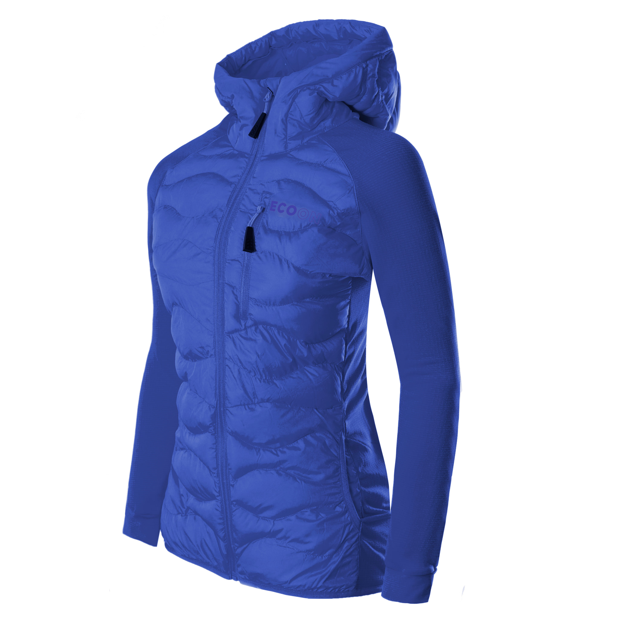 Giacca isolante ibrida ECOActive con cappuccio da donna, marchio ECOON - Blu
