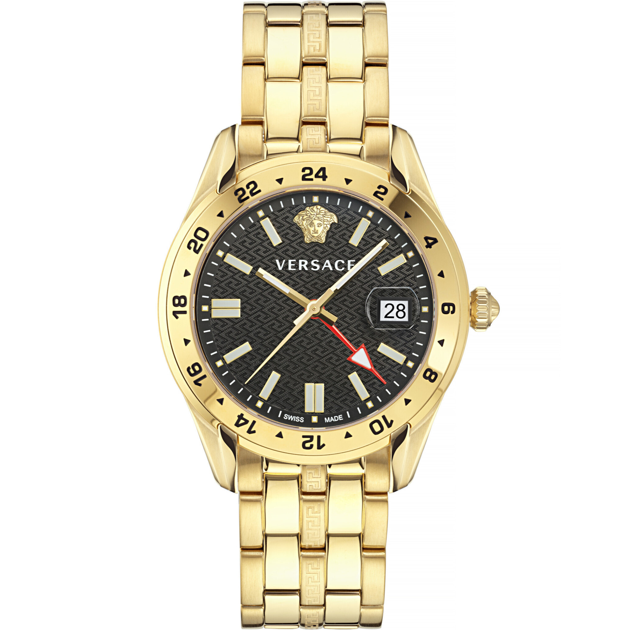 Versace Reloj Analógico De Cuarzo. Greca Time Gmt