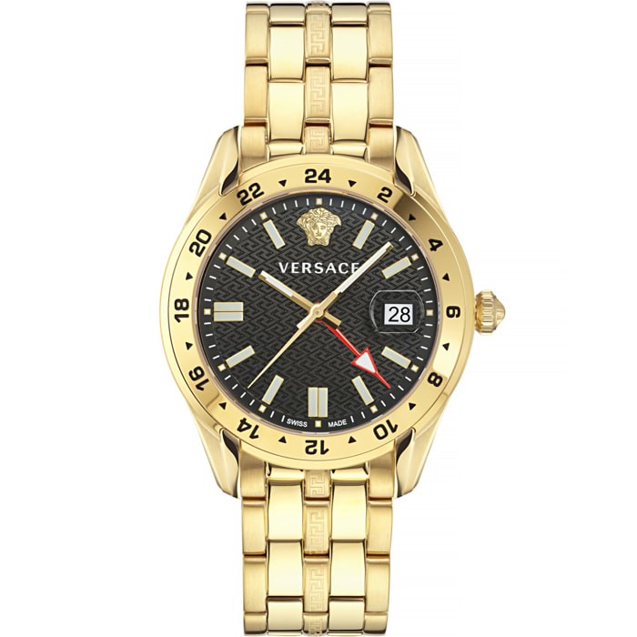 Versace Reloj Analógico De Cuarzo. Greca Time Gmt