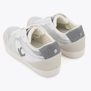 Scarpa sportiva con zeppa interna in tessuti abbinati e dettagli in pelle