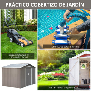 Caseta de Jardín tipo Cobertizo Metálico para Herramienta 277x191x192cm Gris