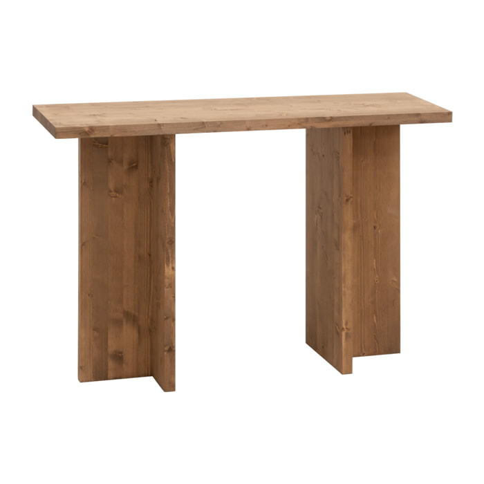 Console en bois massif ton chêne foncé de 120x80cm Hauteur: 35 Longueur: 120 Largeur: 80