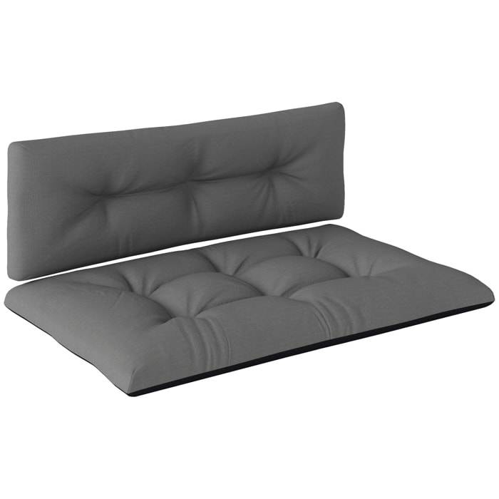 Conjunto de 2 Cojines para Palets con Tela Resistente Impermeable Anti-UV Cojines Exterior para Jardín Terraza Interior Asiento 120x77 cm Respaldo 120x40 cm Gris Oscuro