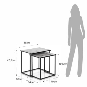 Set 2 tavolini THIN WHITE MARBLE