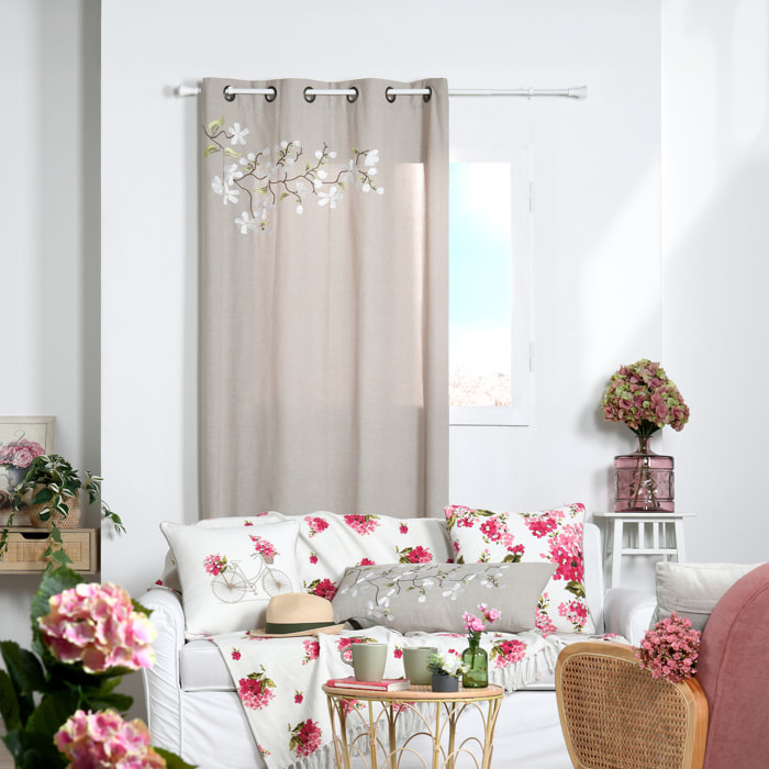 Rideau imprimé floral arbre printanier - Naturel