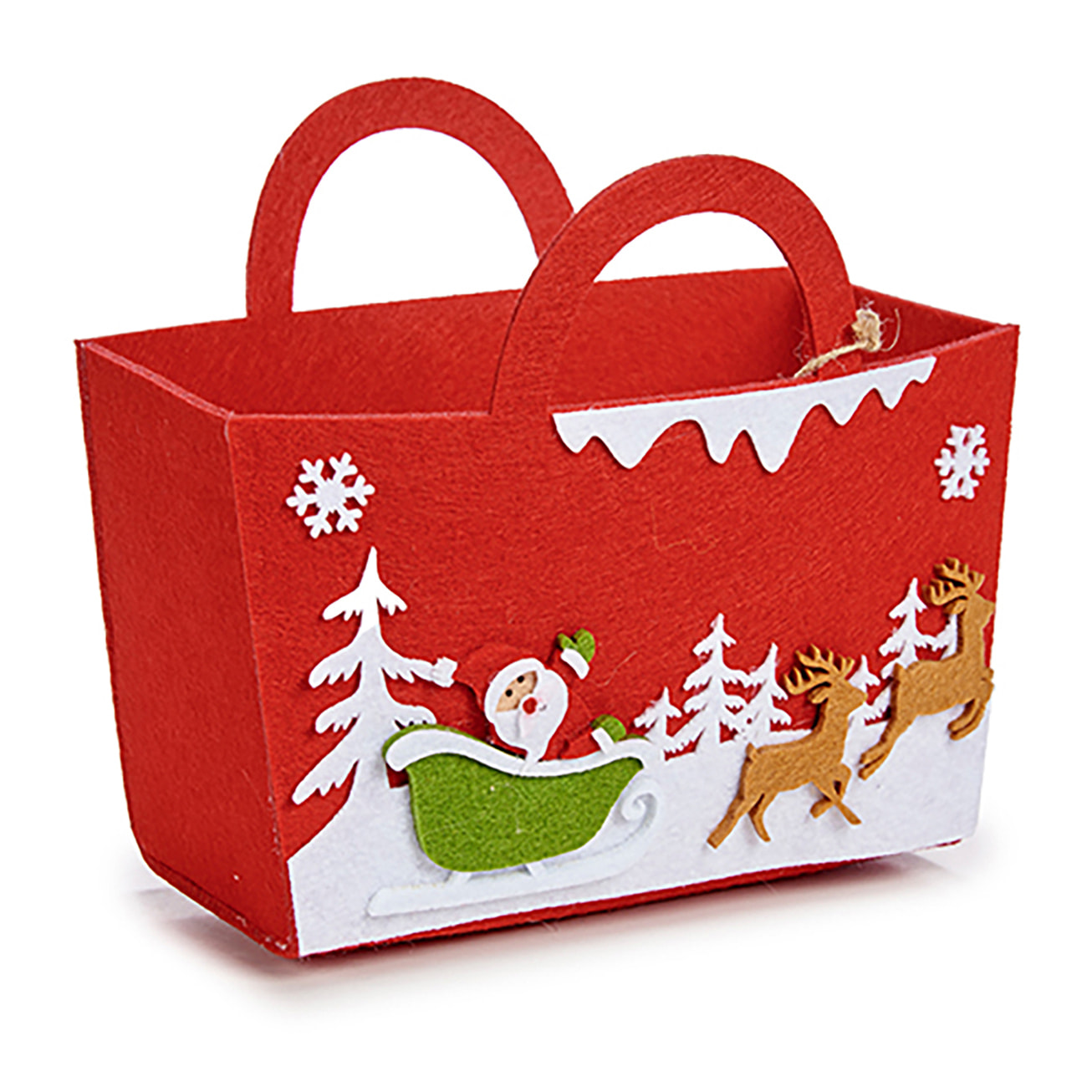 Cesto decorativo natalizio con manico