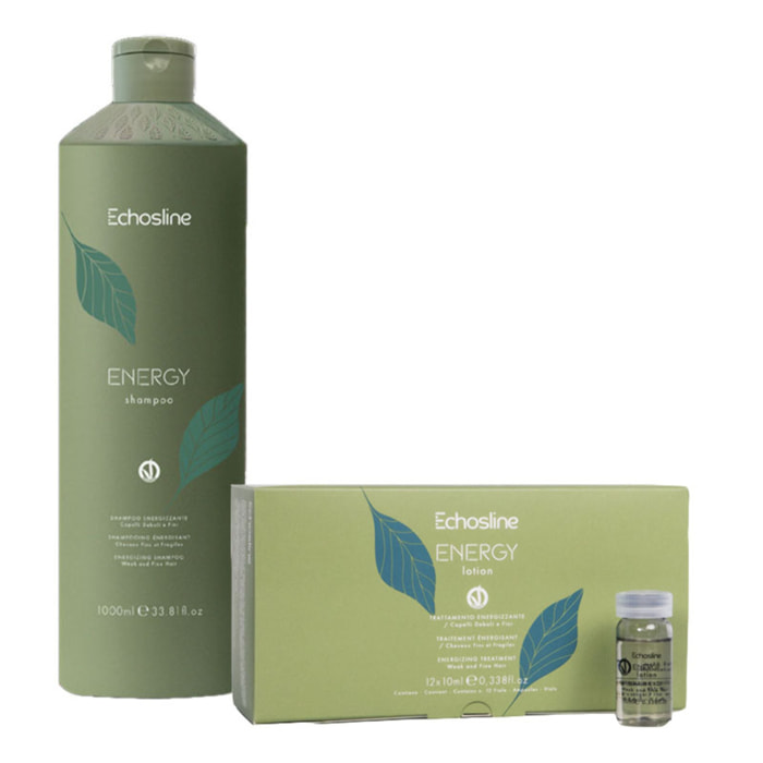 ECHOSLINE Kit Champú Energético 1000ml + 12 ampollas de 10ml