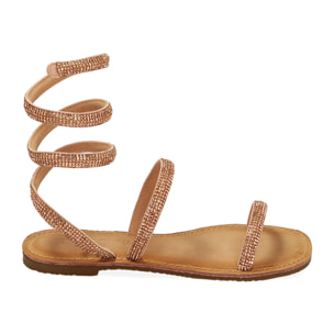 Sandalias nude con pedrería