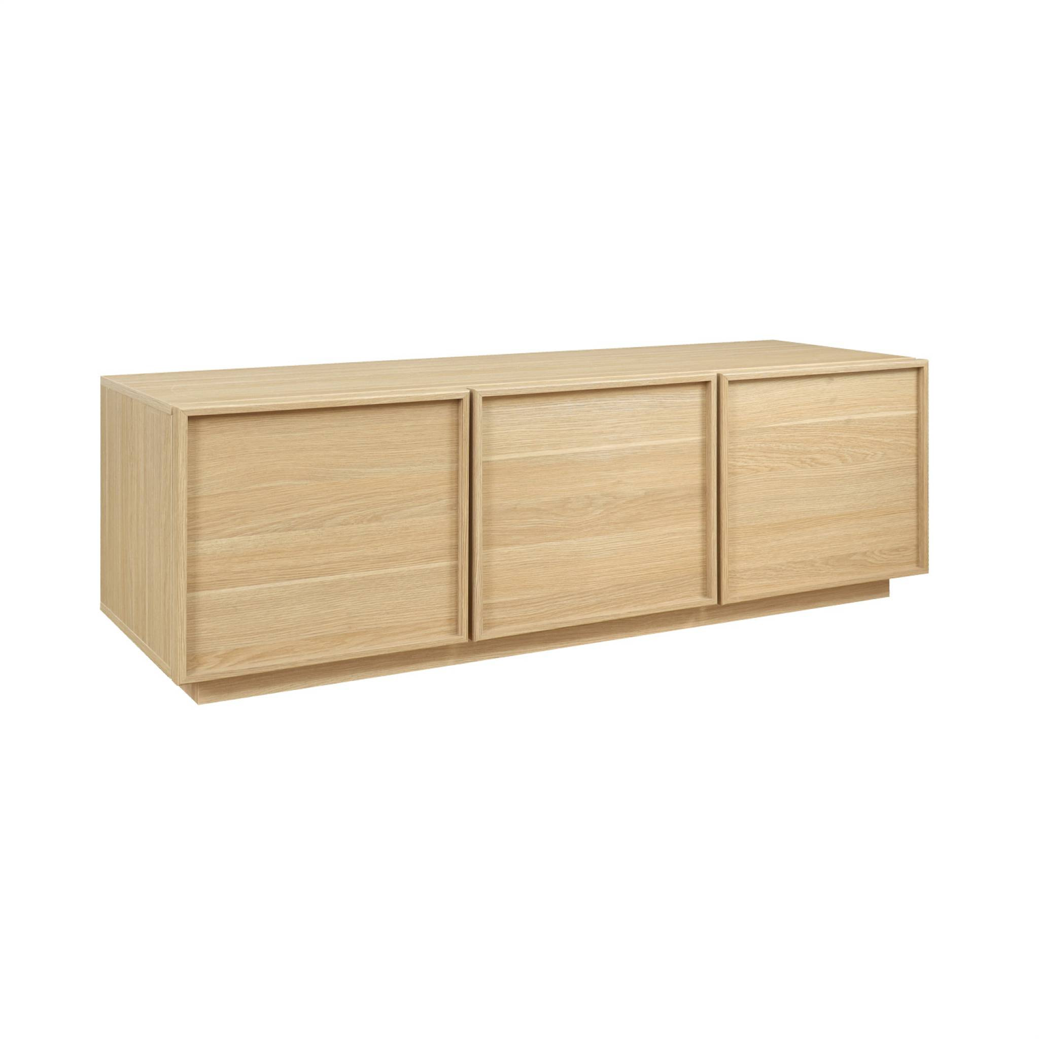 Meuble TV décor bois naturel 3 portes L 140 x P 43 x H 45cm - Kuba