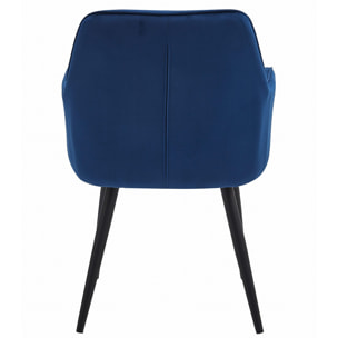 Set di 2 sedie Jork in velluto blu scuro e gambe nere