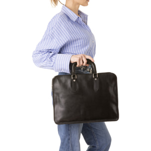 Borsa a mano  unisex In Vera pelle Made in Italy 40x30x8 cm