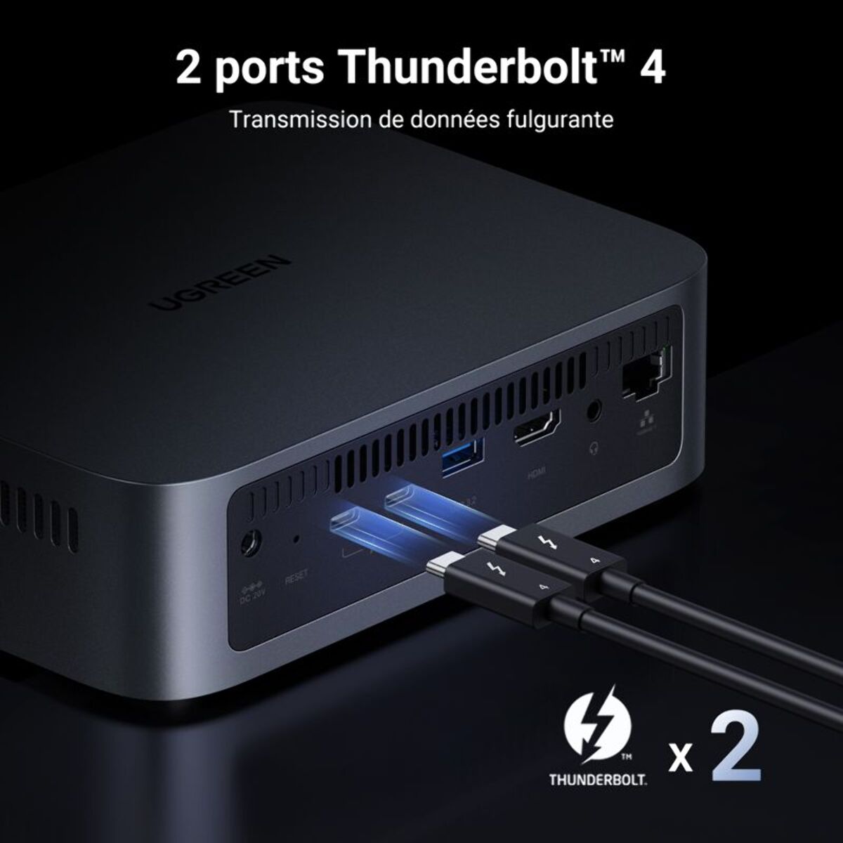 Serveur NAS UGREEN DXP480T Plus Gris anodisé