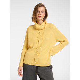 Elena Mirò - Maglia misto cashmere con treccia - Giallo