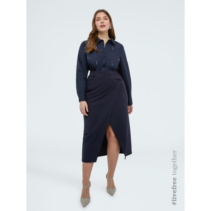 Fiorella Rubino - Camicia con applicazioni crystal - Blu