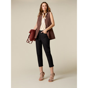 Oltre - Pantalones capri mezcla de algodón - Negro