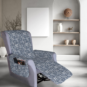 Copripoltrona trapuntato per poltrona relax reticolo blu cotone- poliestere -tnt
