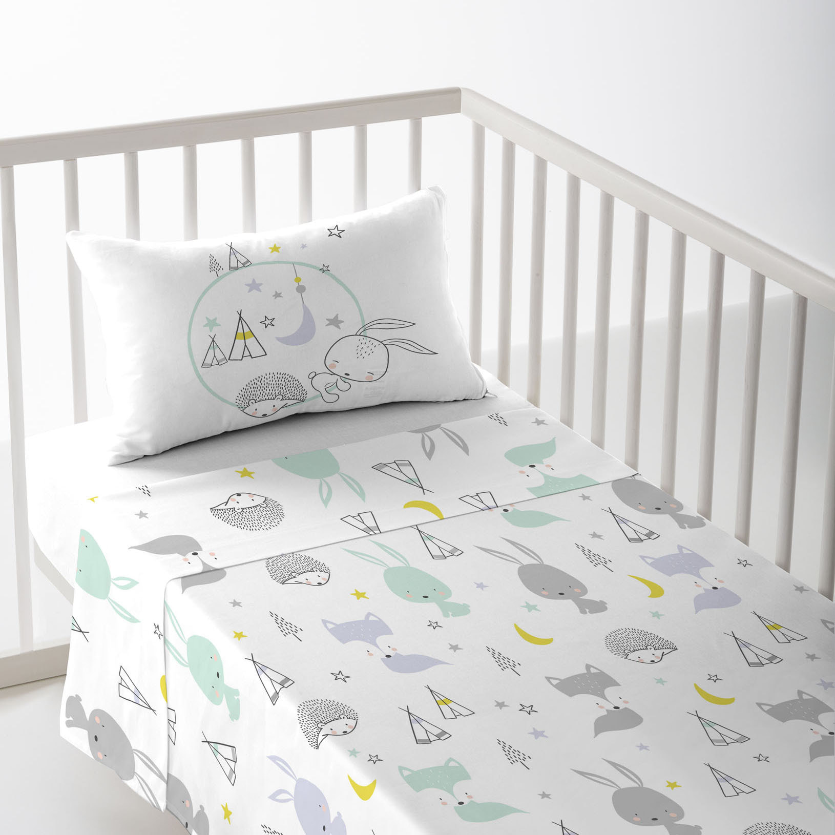Cool Kids - Juego de Sábanas Estampadas - Infantil - Incluye 1 Funda de Almohada - 100% Algodón - Cuna / Maxicuna - Lets Dream