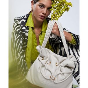 Borsa con manico effetto pelle intrecciata