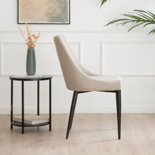 Chaise rembourrée Lauren -tapisserie et pieds métalliques-couleur beige 48 x 90 x 60 cm