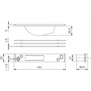 Gâche réglable haute/basse Multiblindo ISEO - bascule - Inox - 141x22x5 - 038084