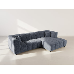 Curtis - canapé d'angle droit 4 places avec accoudoir en tissu texturé - Bleu
