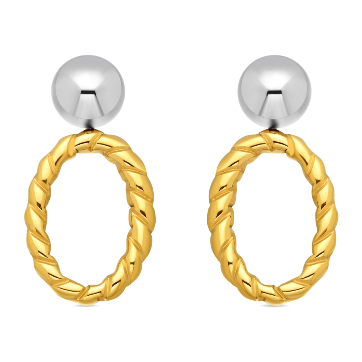 Pendientes Hiami acabado oro 18k y plata