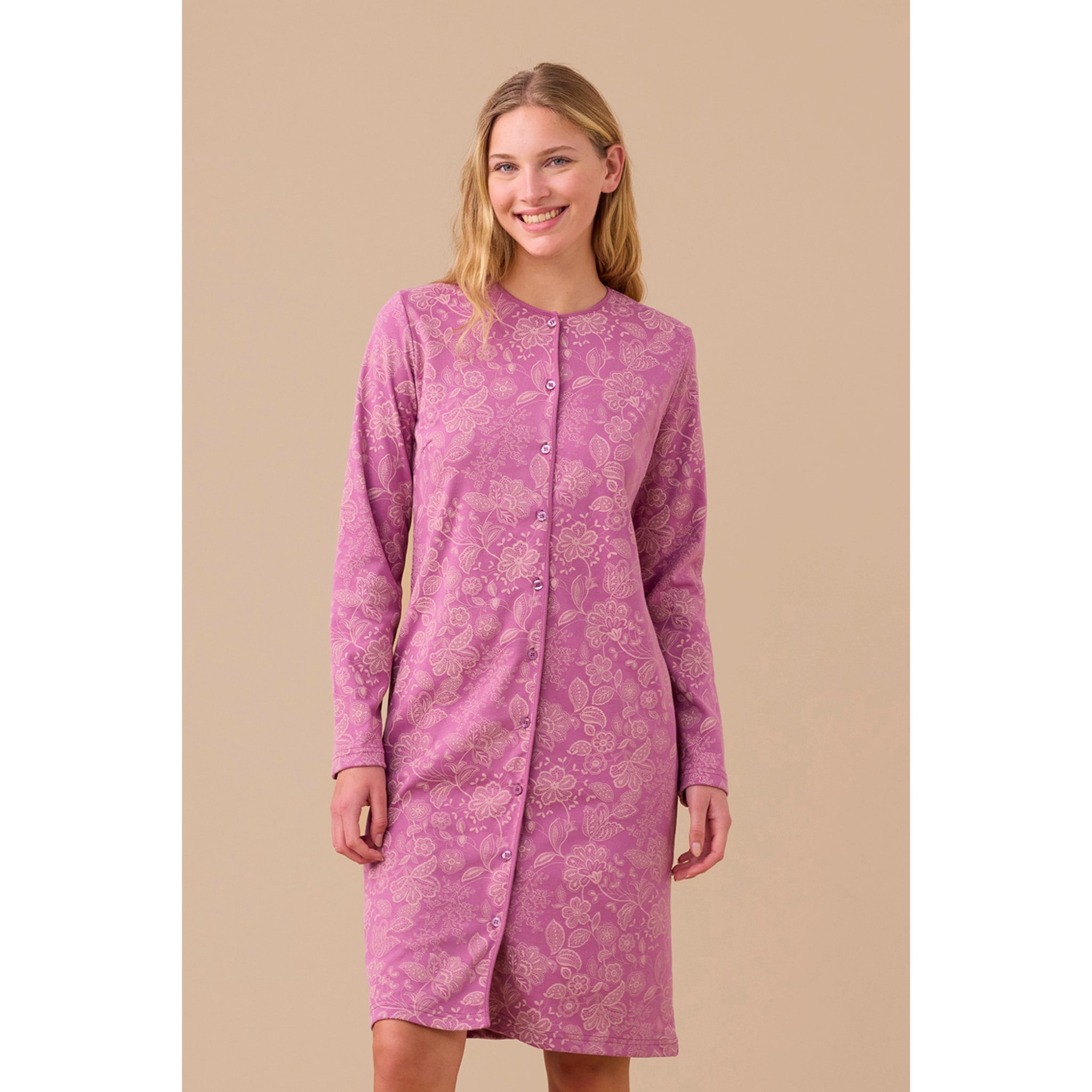 Camicia da notte donna caldo cotone con apertura frontale articolo flory Noidinotte