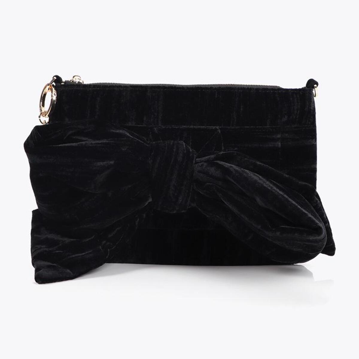 Borsa in velluto con fiocco frontale