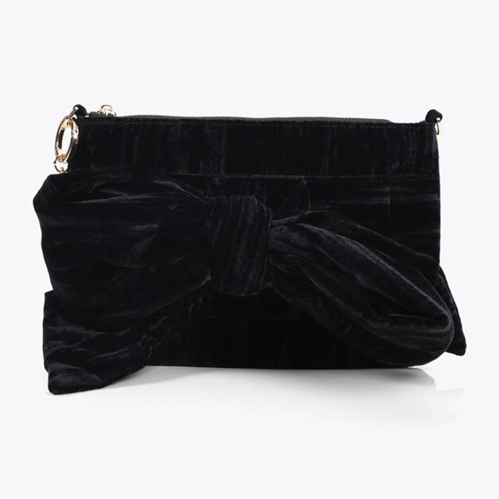 Borsa in velluto con fiocco frontale