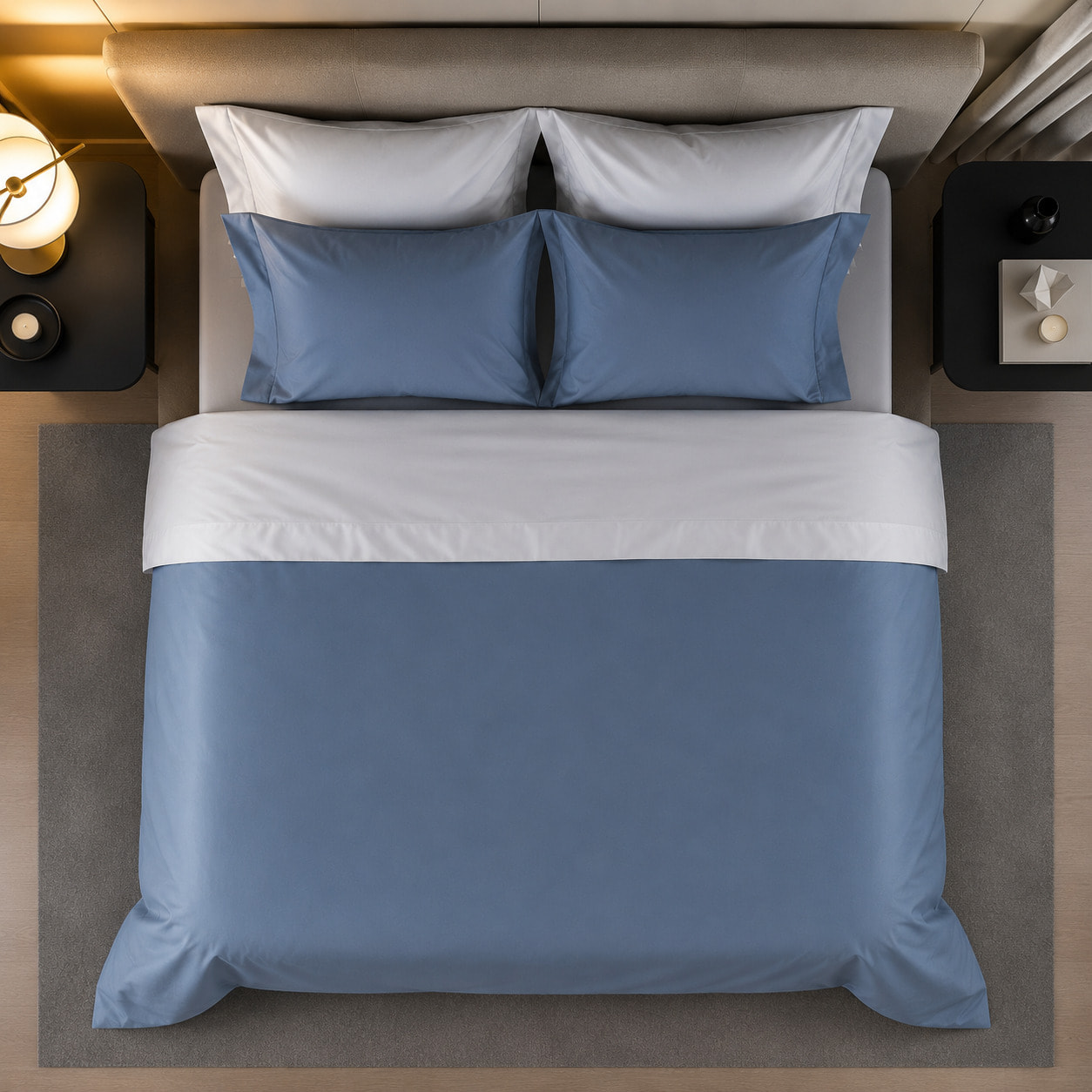 COTTON CLUB Completo Letto Bicolor in Percalle