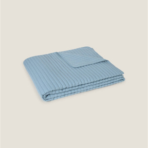 Colcha lisa pespunte rayas Dibeta color azul Poliéster