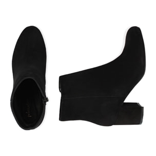Ankle boots neri in camoscio, tacco 7 cm