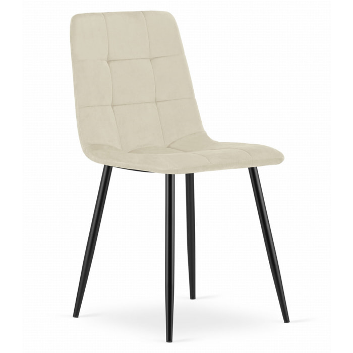 Set di 2 sedie KARA in velluto beige chiaro e metallo nero