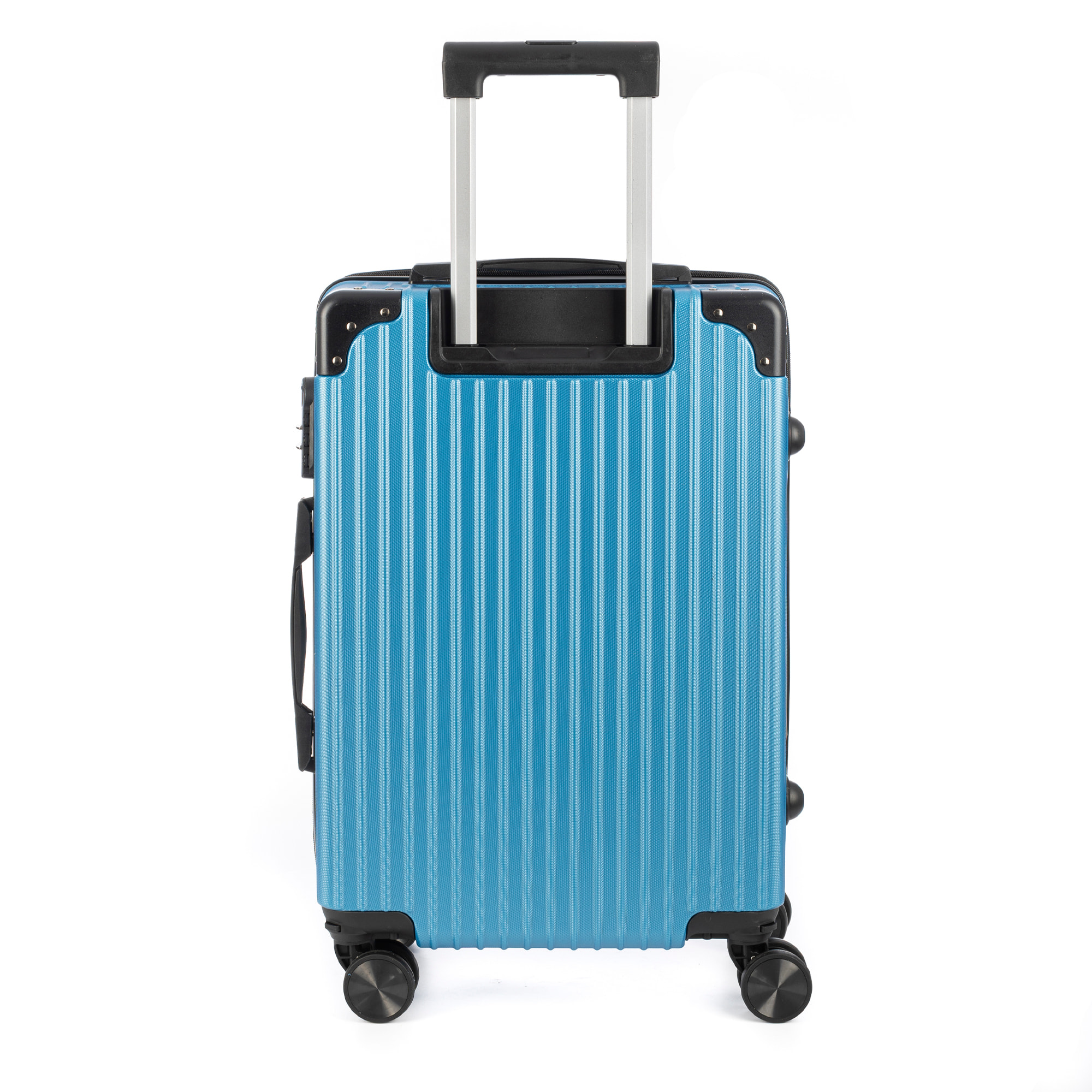 DAM Juego de 3 maletas Trolley, en material ligero ABS de alta resistencia con esquinas reforzadas. Cerradura numérica y 4 ruedas dobles extraíbles y giratorias 360°. 52x31x78 Cm. Color: Azul Vaquero