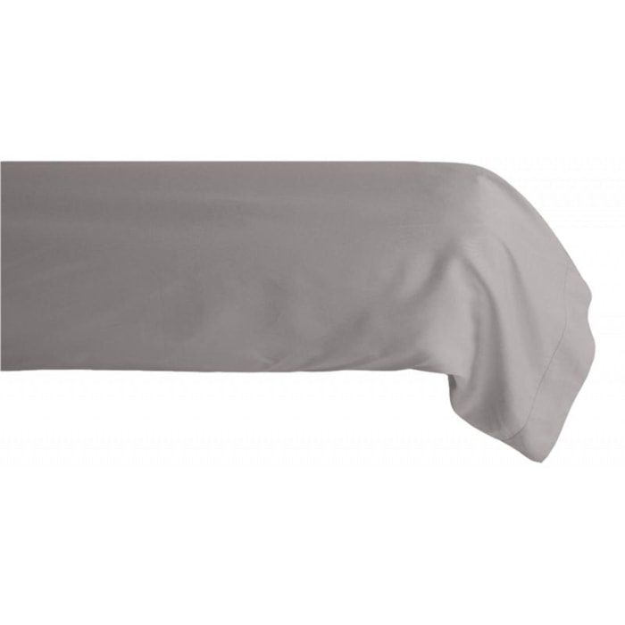 Taie de traversin percale pur coton peigné longues fibres 80 fils/cm² Vent du sud - Cendre - 43 x 195 cm