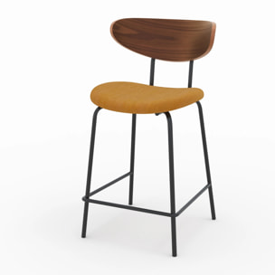 Lot de 2 chaises pour îlot central en velours côtelé jaune 64.5 cm - Jade