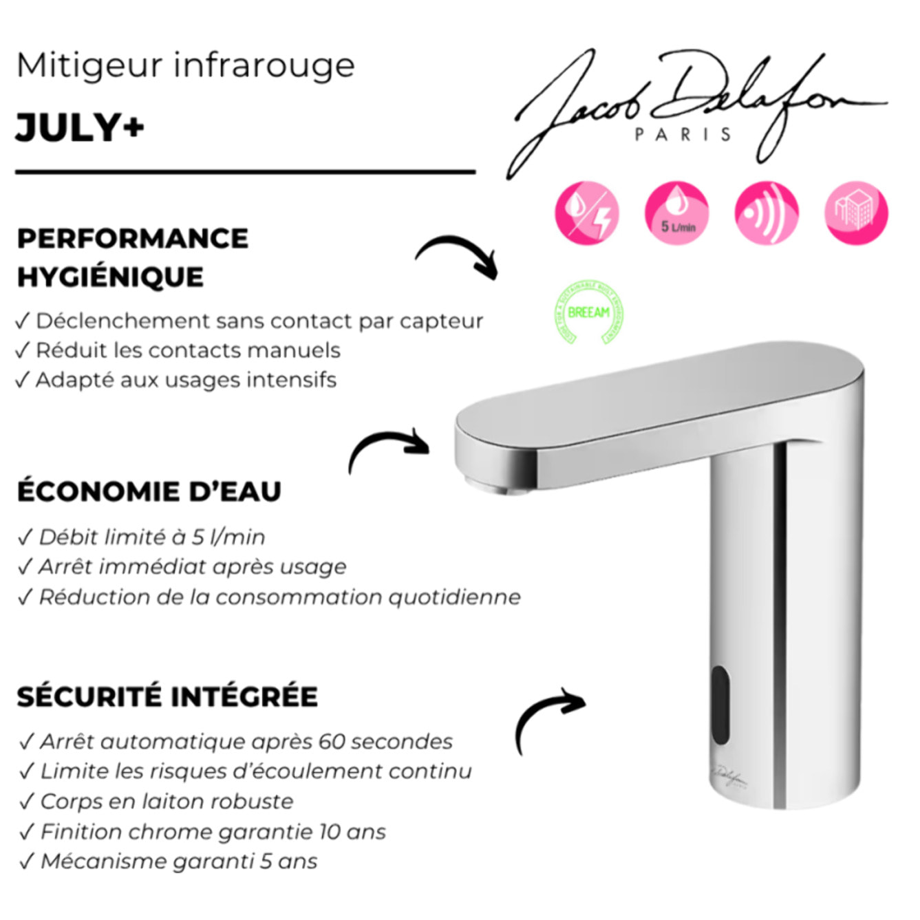 Mitigeur infrarouge July+ chromé