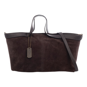 Bassignana Bolso Tote Mujer. Piel auténtica Gamuza con detalles Dollaro.