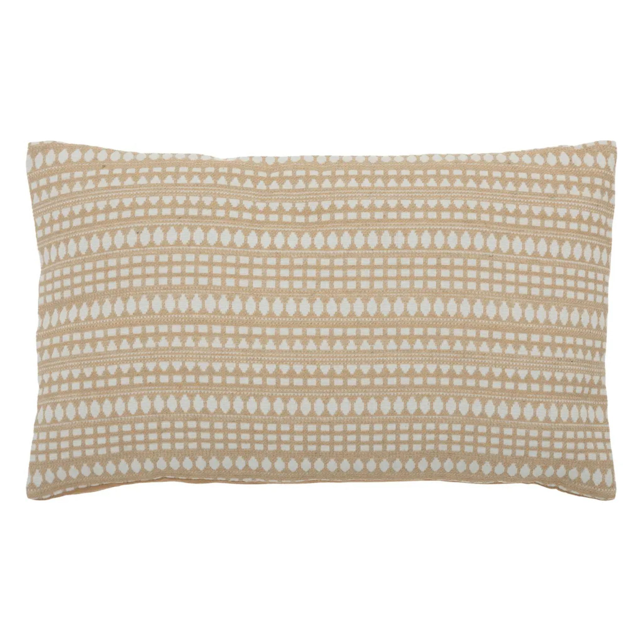 Coussin motifs jacquard "Micah" 30x50cm beige lin