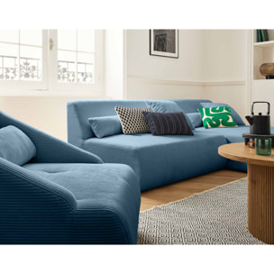 Onyx - canapé modulable d'angle réversible 4 places - en velours côtelé - Bleu