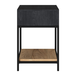 Table de chevet en bois et métal noir 1 tiroir - Jakson
