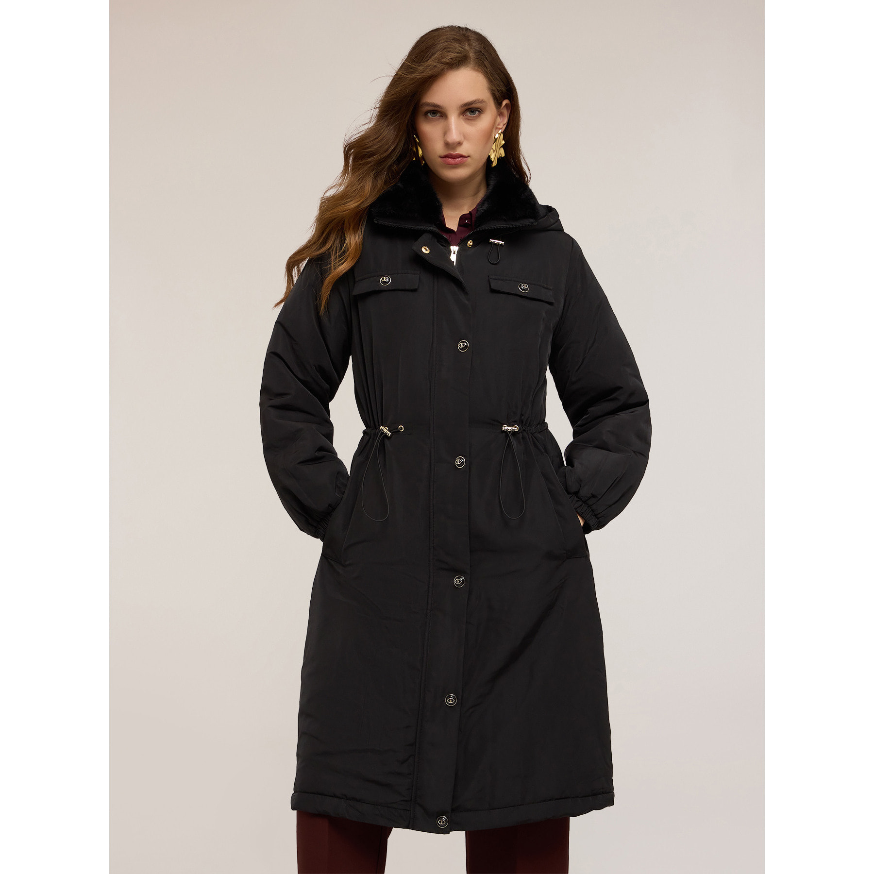 Motivi - Parka imbottito con cappuccio - Nero