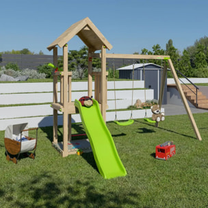 Aire de jeux bois 1,90 m EASY XPLORER - 6 enfants