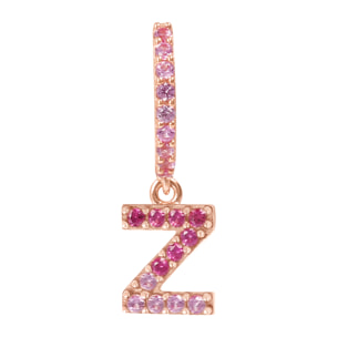 Orecchino Pendente con Lettera Z in Pavé di Cubic Zirconia Rosa