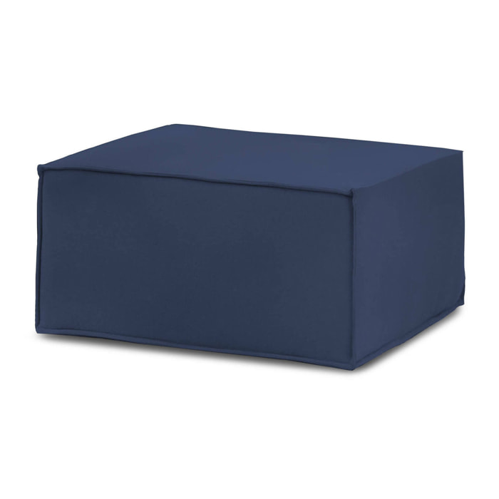 Pouf Barbara, Pouf da salotto, 100% Made in Italy, Poltroncina relax in tessuto imbottito, Cm 80x70h43, Blu